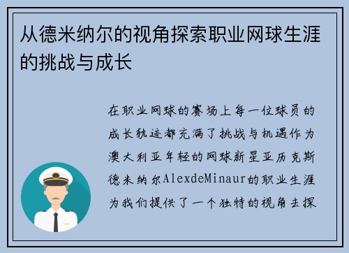 从德米纳尔的视角探索职业网球生涯的挑战与成长