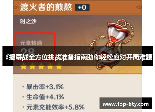 《揭幕战全方位挑战准备指南助你轻松应对开局难题》